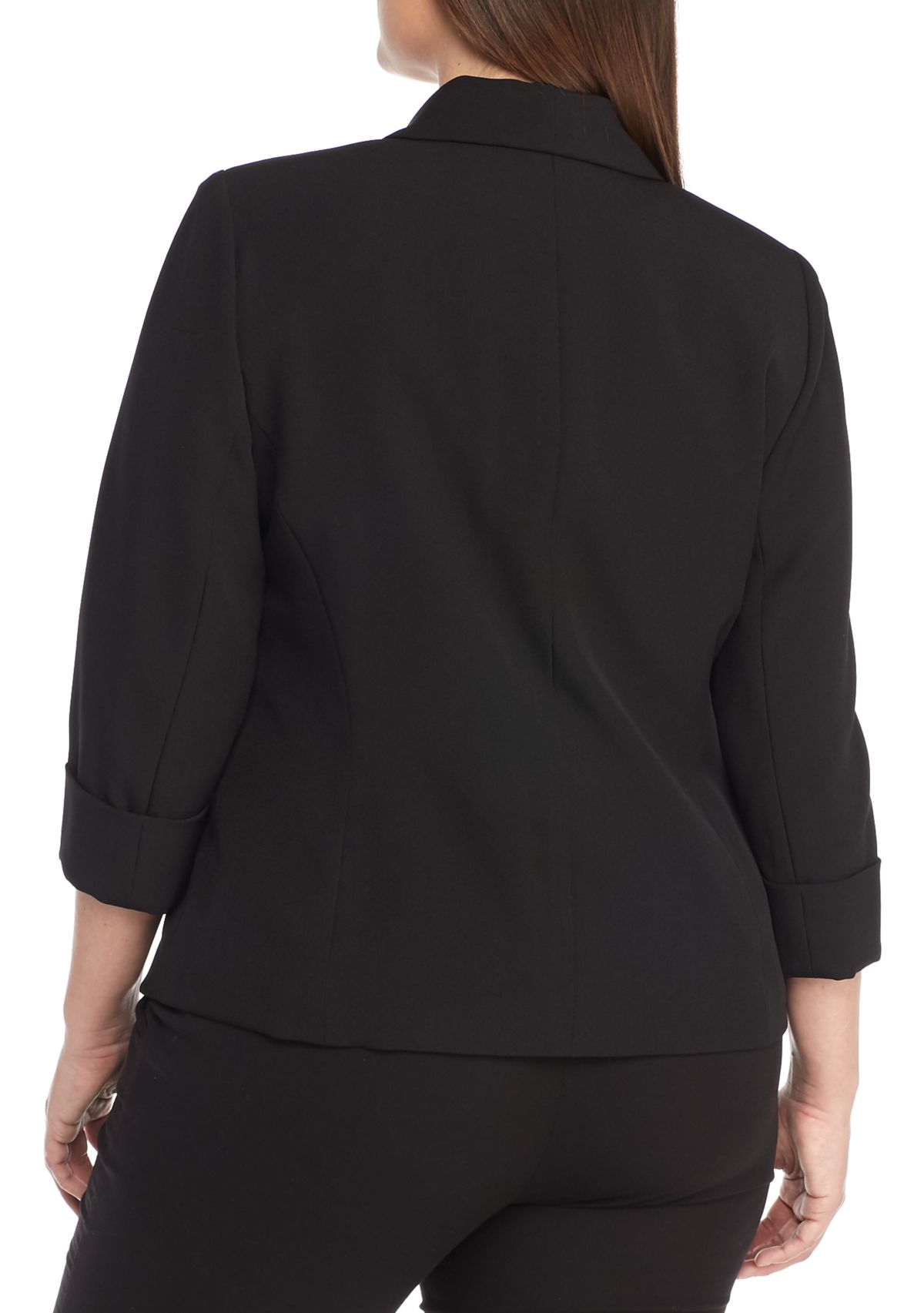 Plus Size Stretch Crepe Open Cardigan Jacket 