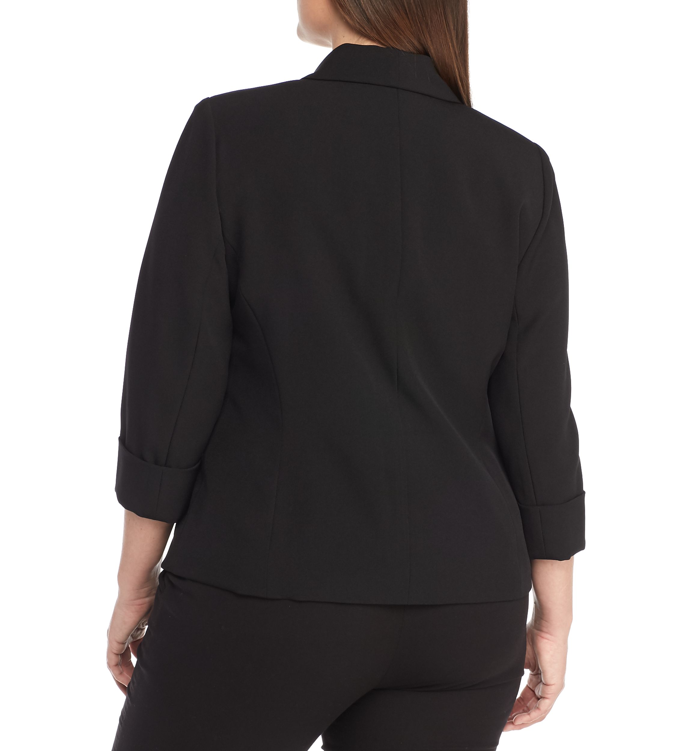 Plus Size Stretch Crepe Open Cardigan Jacket 
