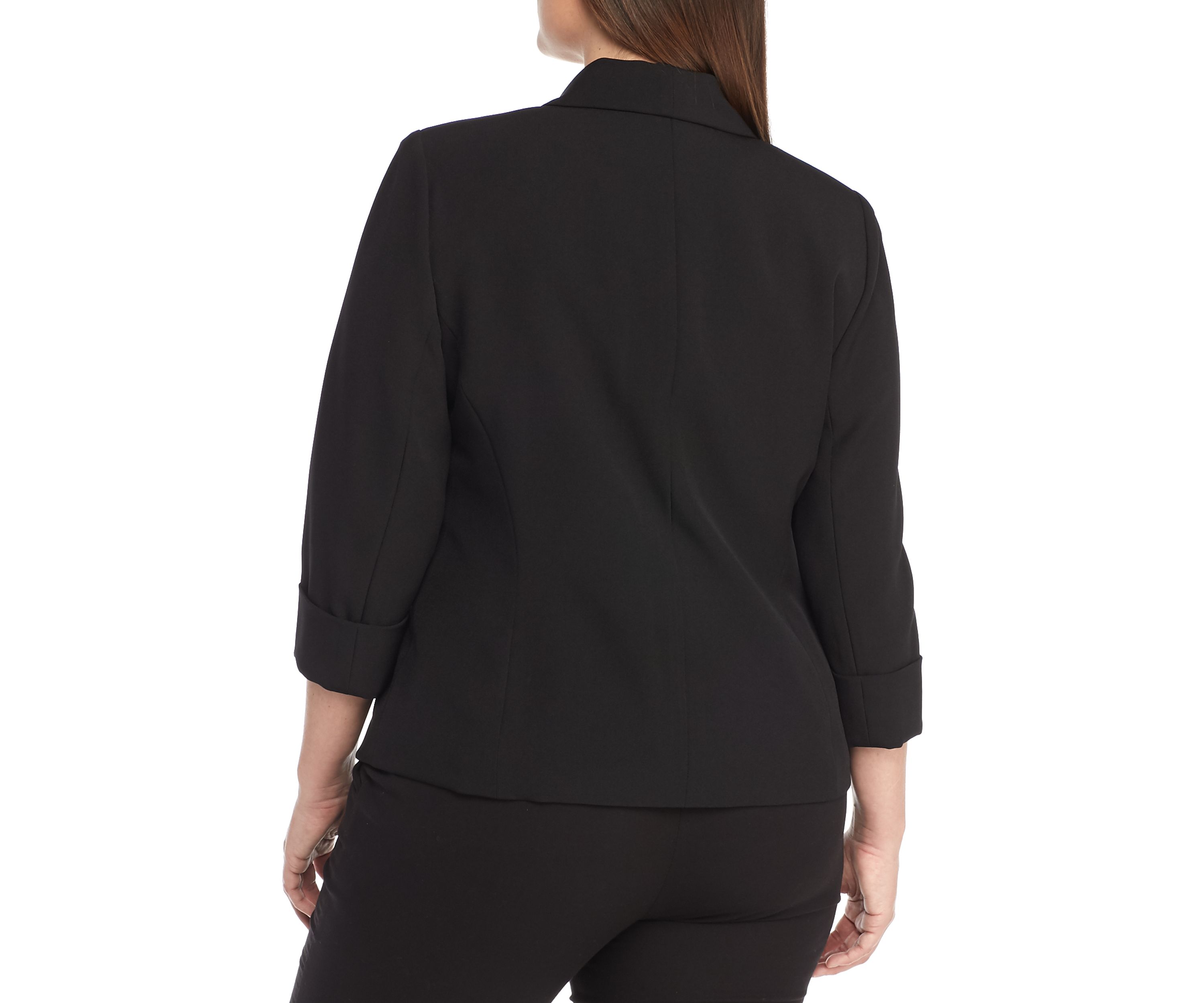 Plus Size Stretch Crepe Open Cardigan Jacket 