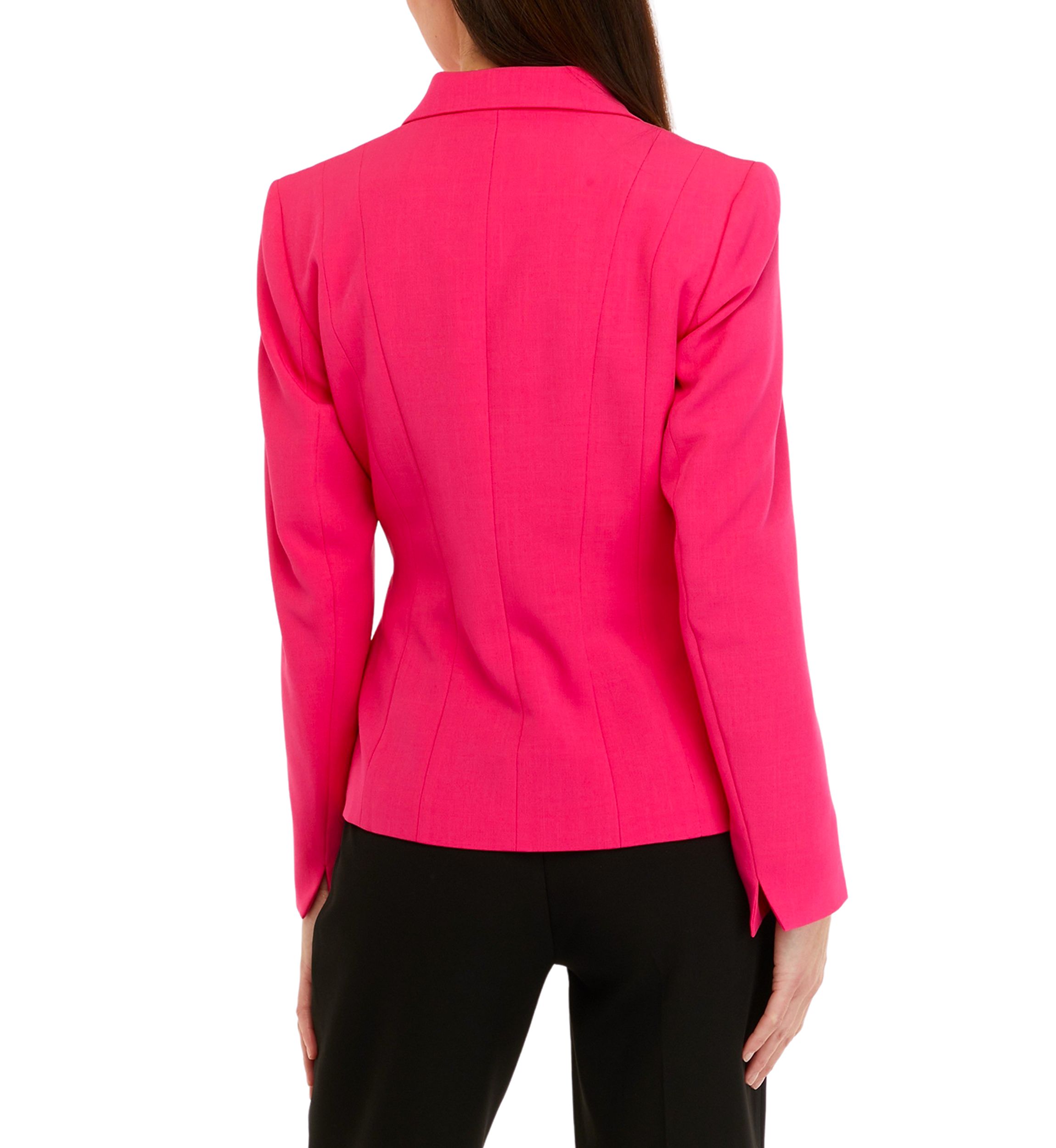 Womens Stretch Crepe One Button Panel Seamed Jacket