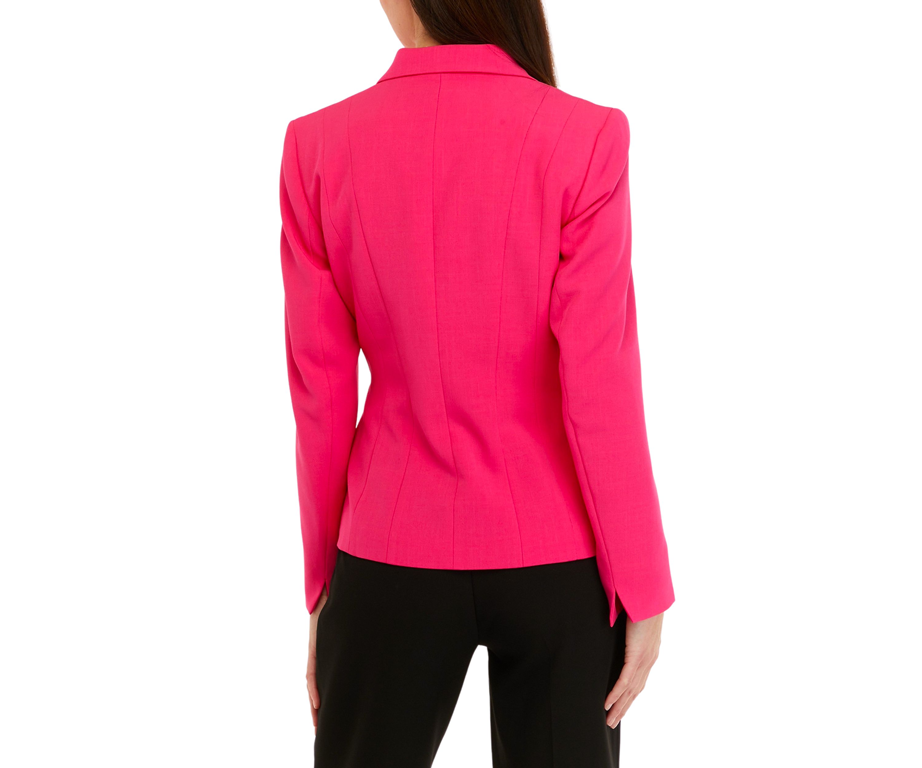 Womens Stretch Crepe One Button Panel Seamed Jacket