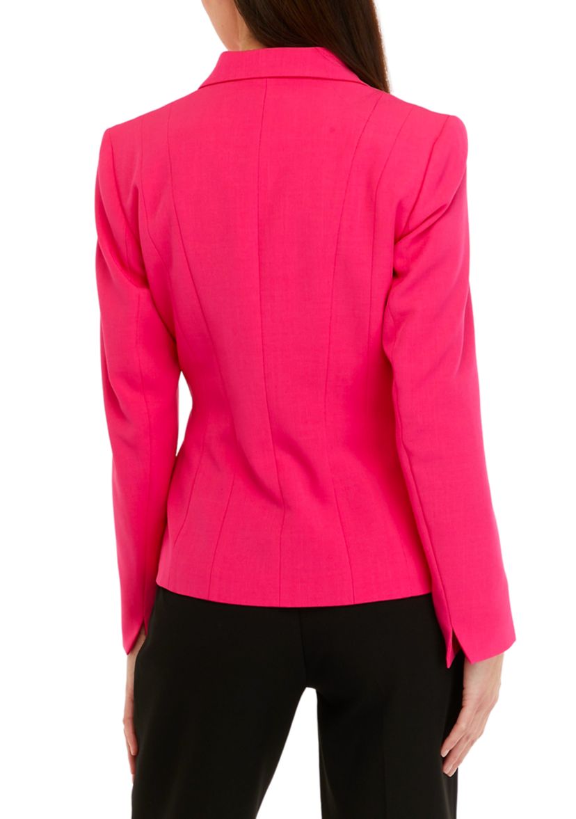 Womens Stretch Crepe One Button Panel Seamed Jacket