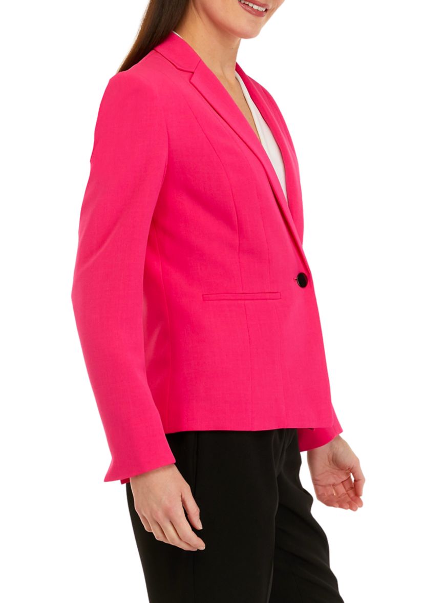 Womens Stretch Crepe One Button Panel Seamed Jacket
