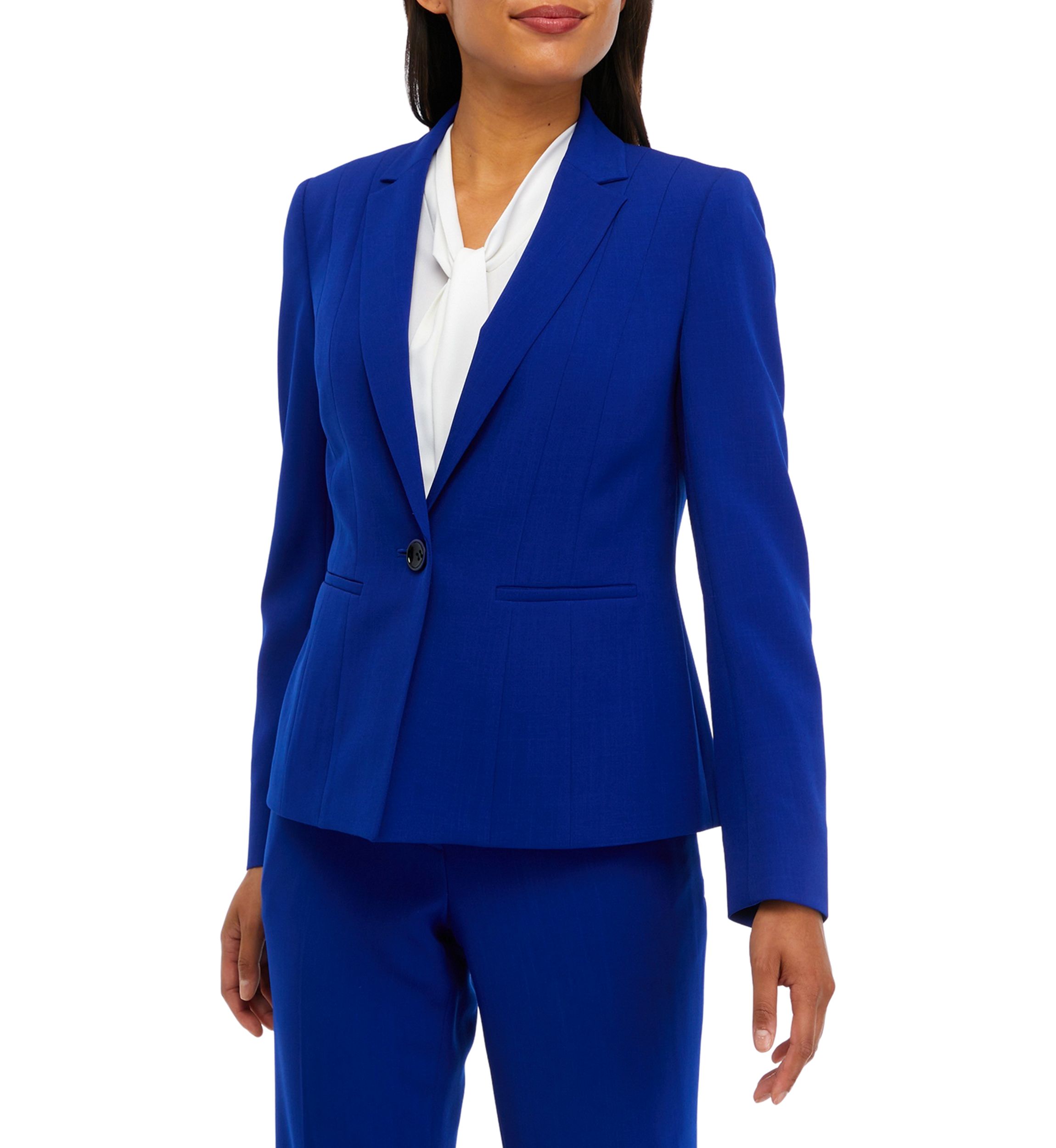 Petite One Button Panel Seamed Crepe Jacket 