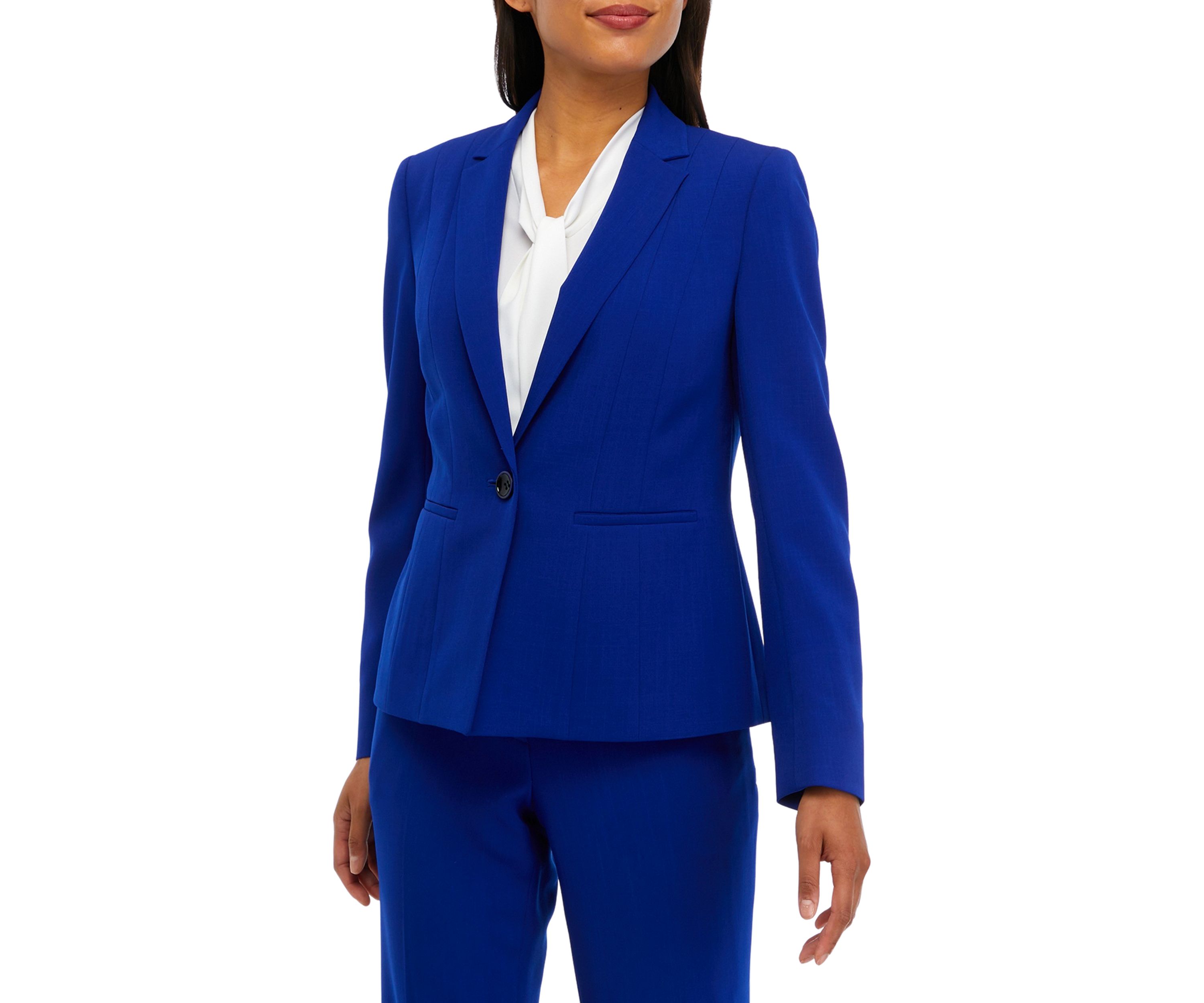Petite One Button Panel Seamed Crepe Jacket 