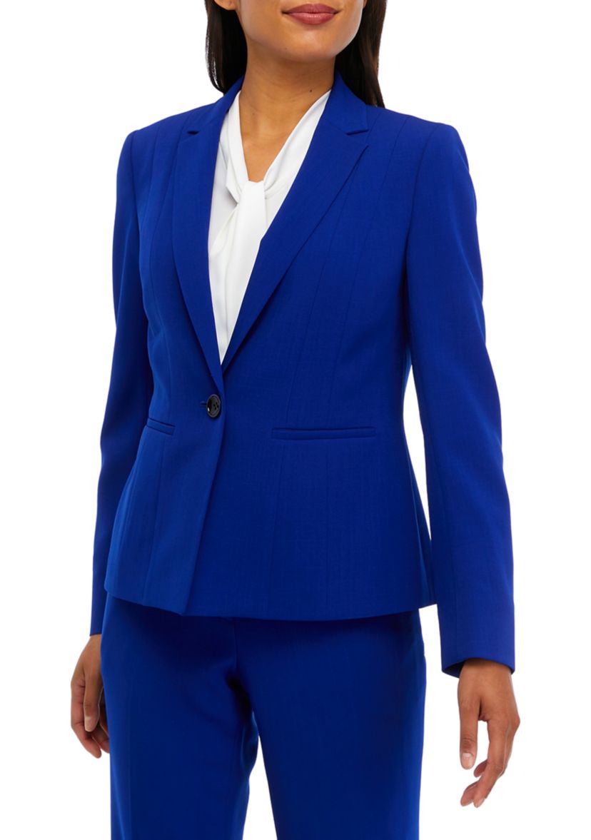 Petite One Button Panel Seamed Crepe Jacket 