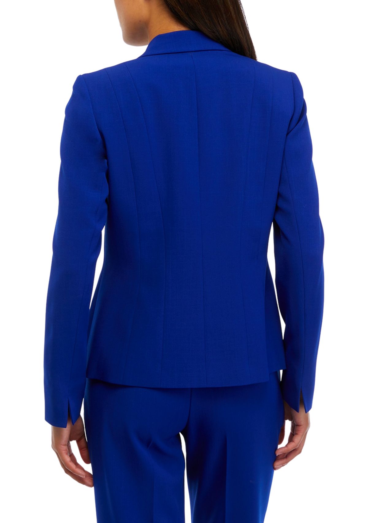 Petite One Button Panel Seamed Crepe Jacket 