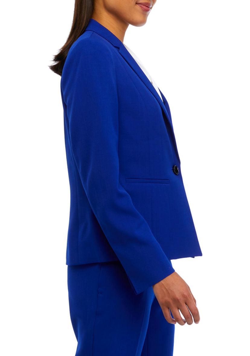 Petite One Button Panel Seamed Crepe Jacket 