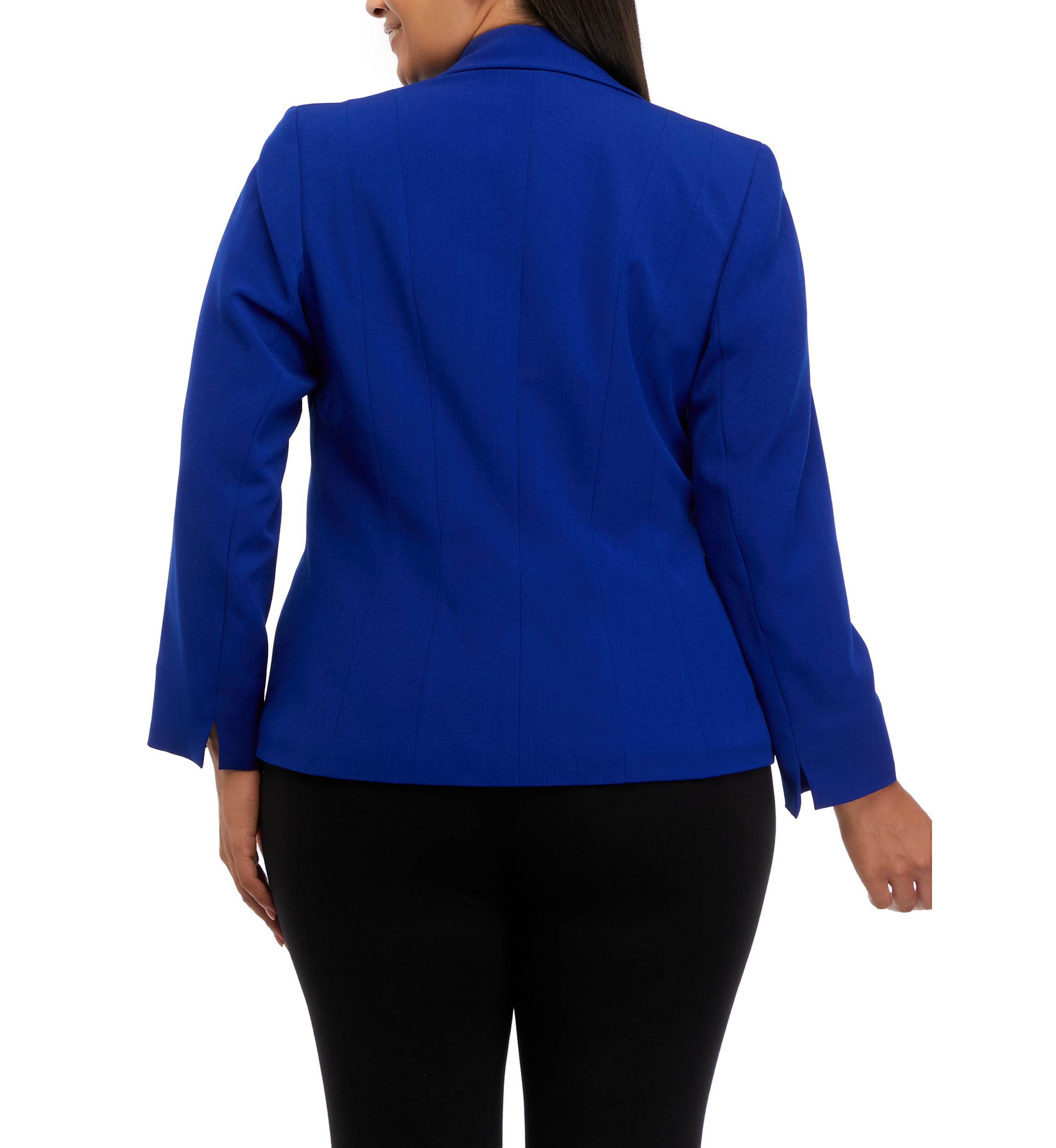 Plus Size Seamed One Button Blazer 
