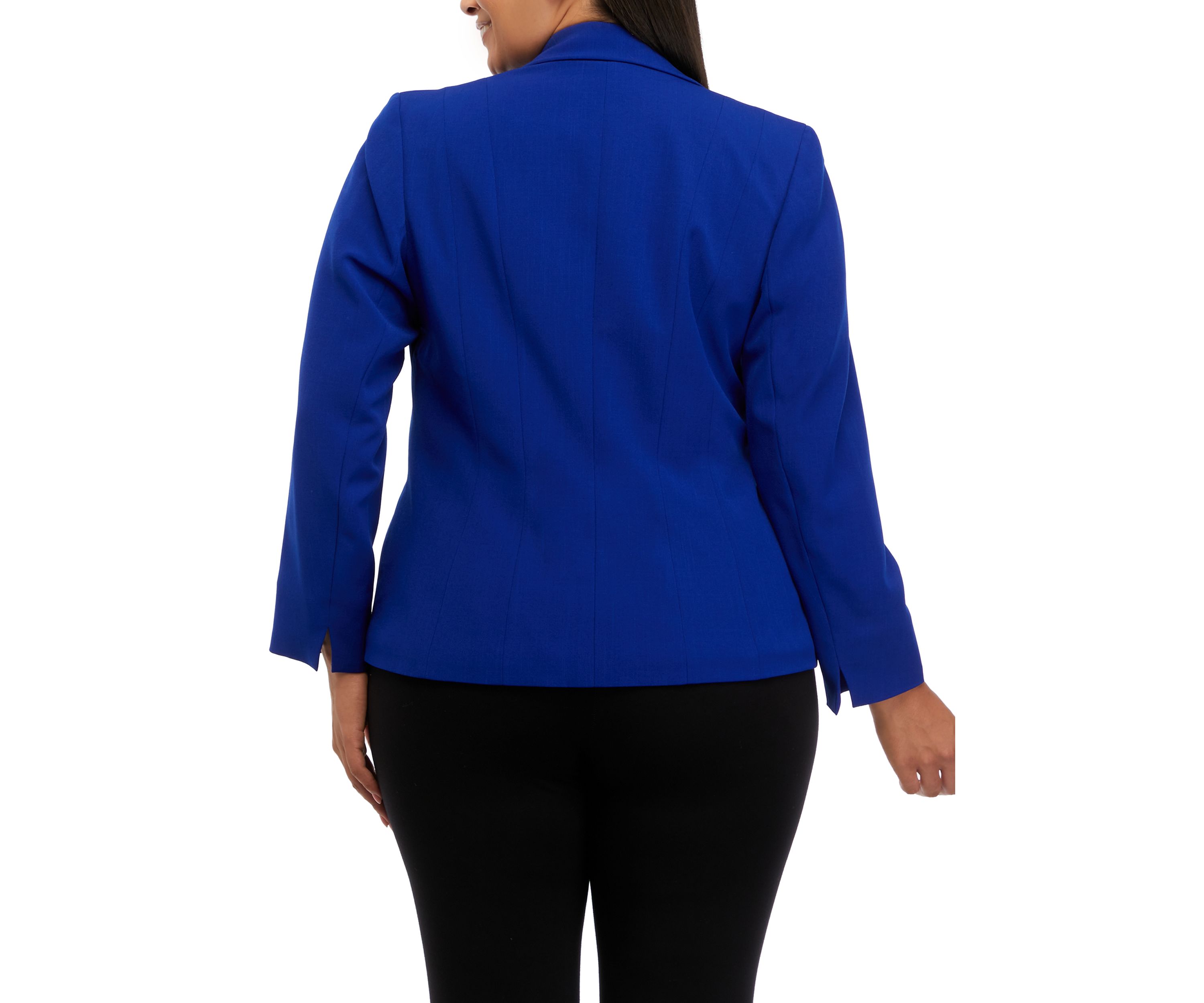 Plus Size Seamed One Button Blazer 