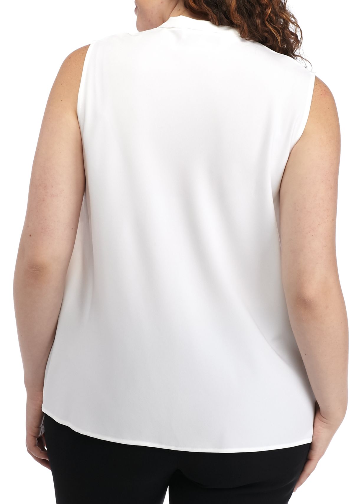 Plus Size Tie Neck Blouse