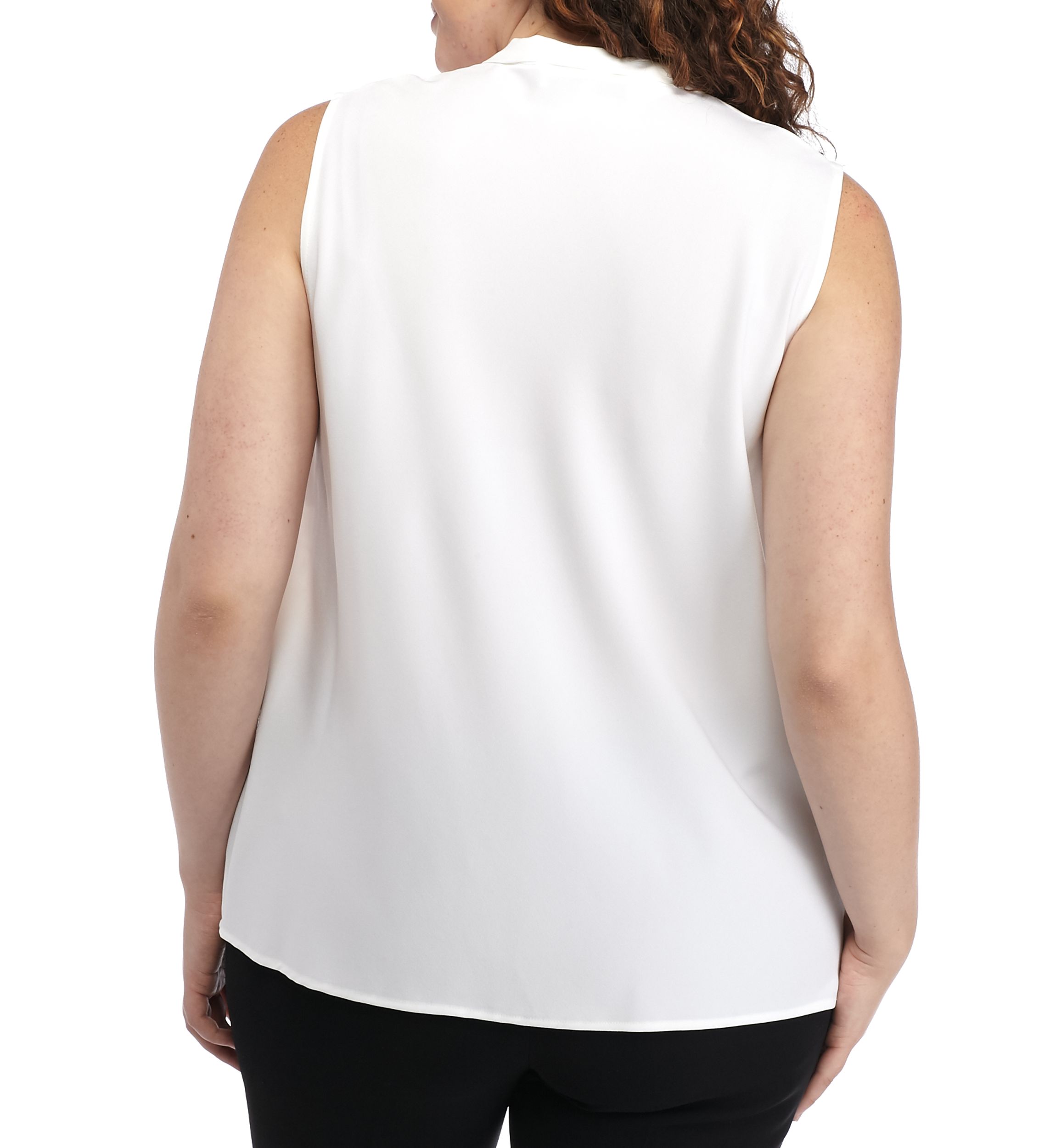 Plus Size Tie Neck Blouse
