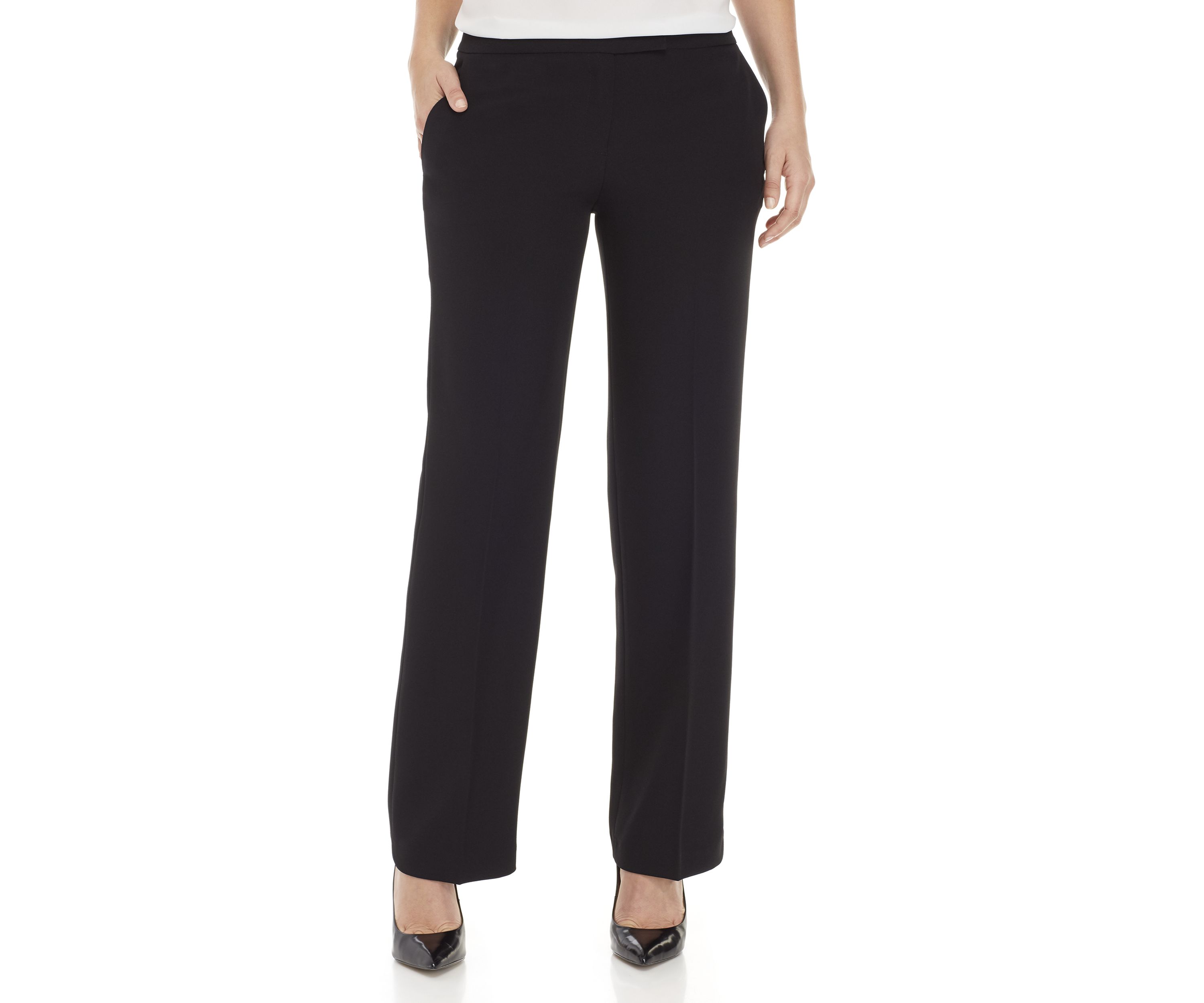 Womens Stretch Crepe Tab Front Trouser Pants