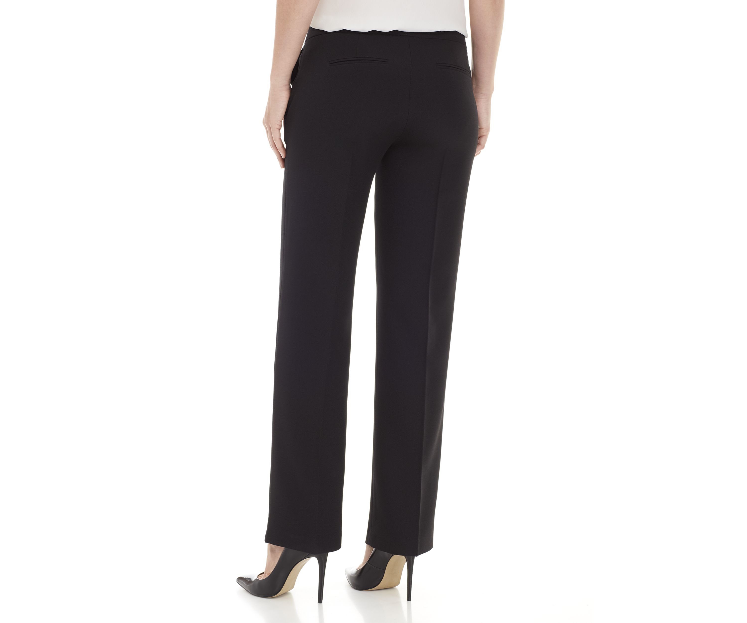 Womens Stretch Crepe Tab Front Trouser Pants