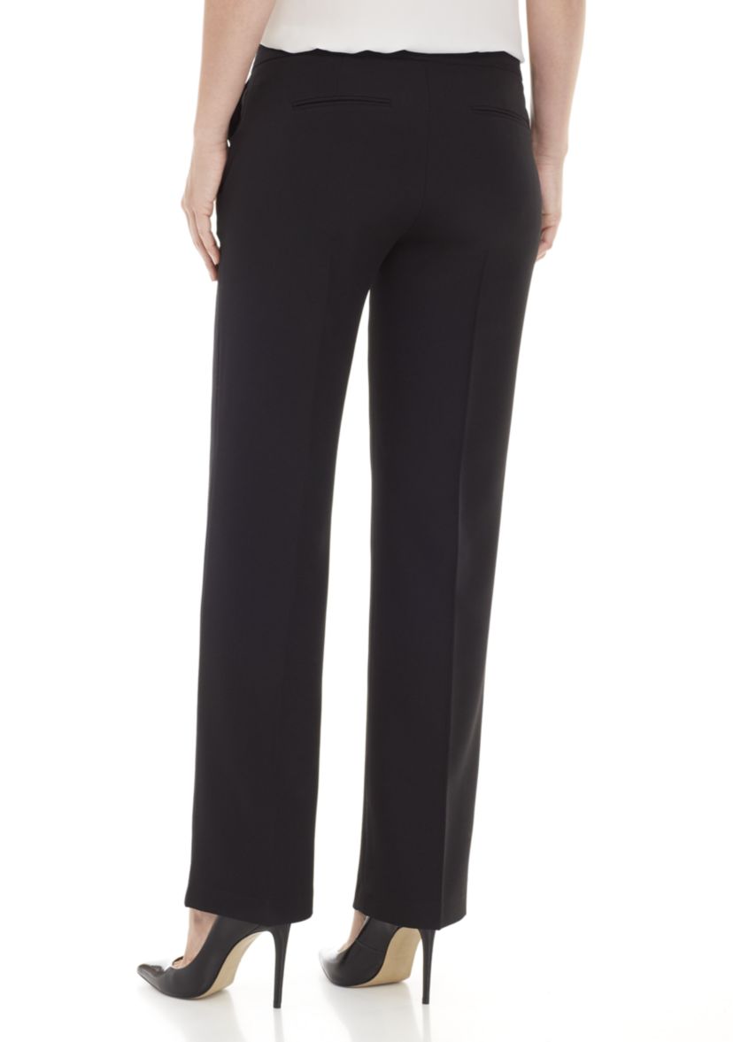 Womens Stretch Crepe Tab Front Trouser Pants