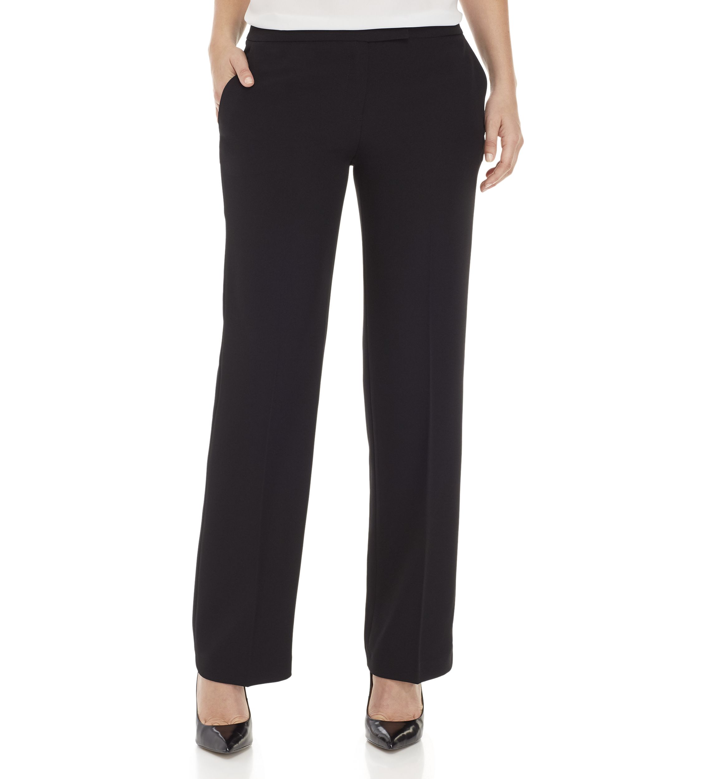 Petite Stretch Crepe Tab Front Trouser Pants