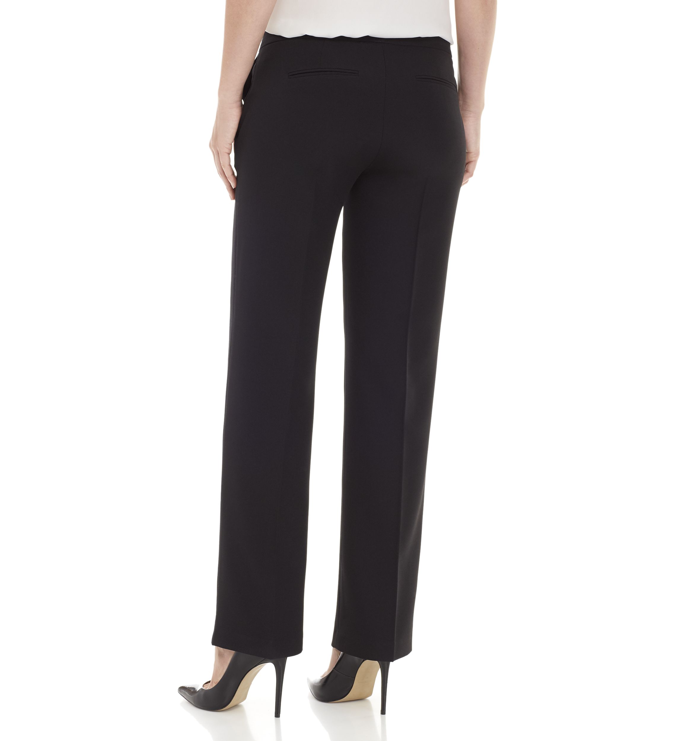 Petite Stretch Crepe Tab Front Trouser Pants