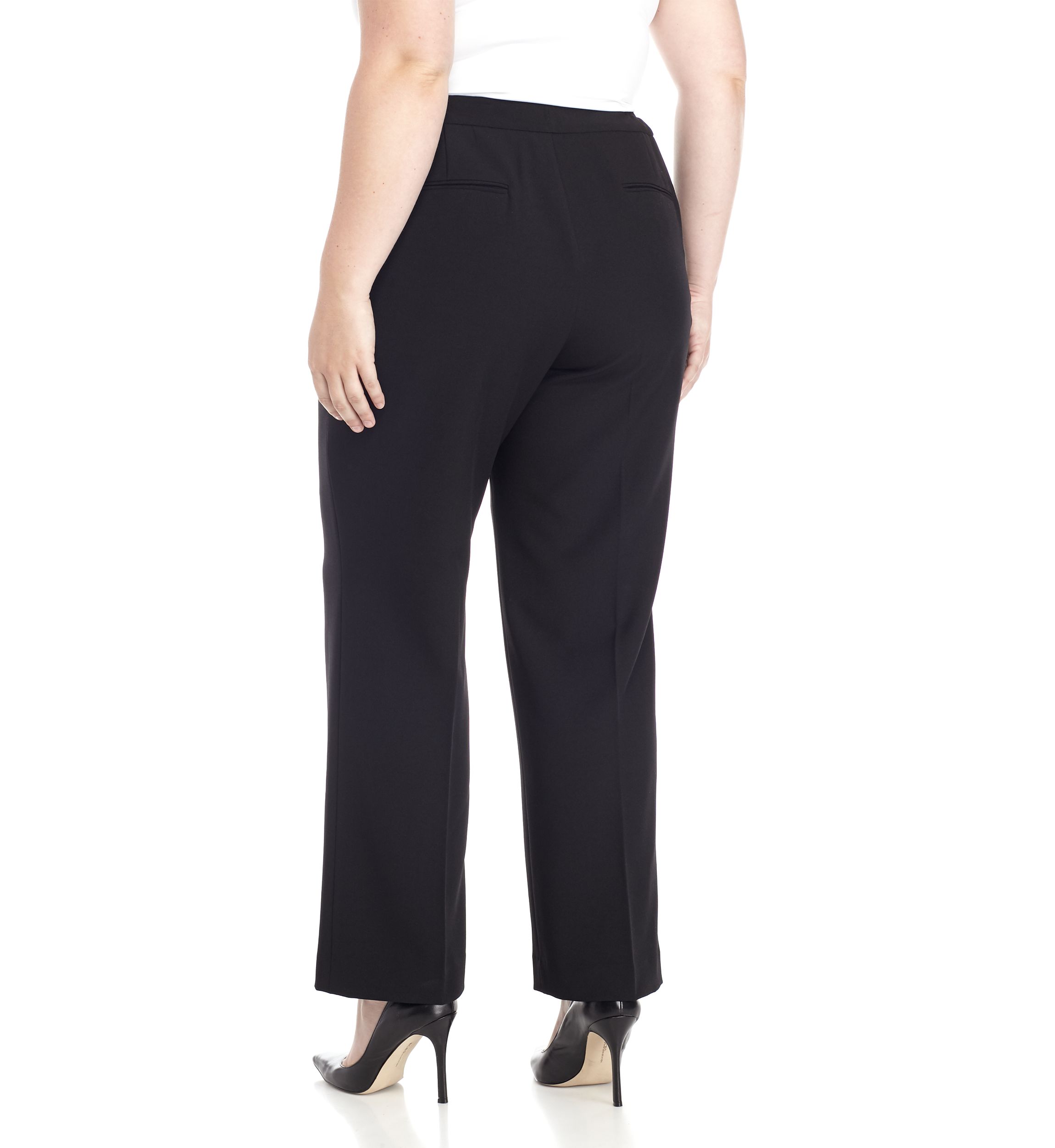 Plus Size Stretch Crepe Tab Front Trouser Pants