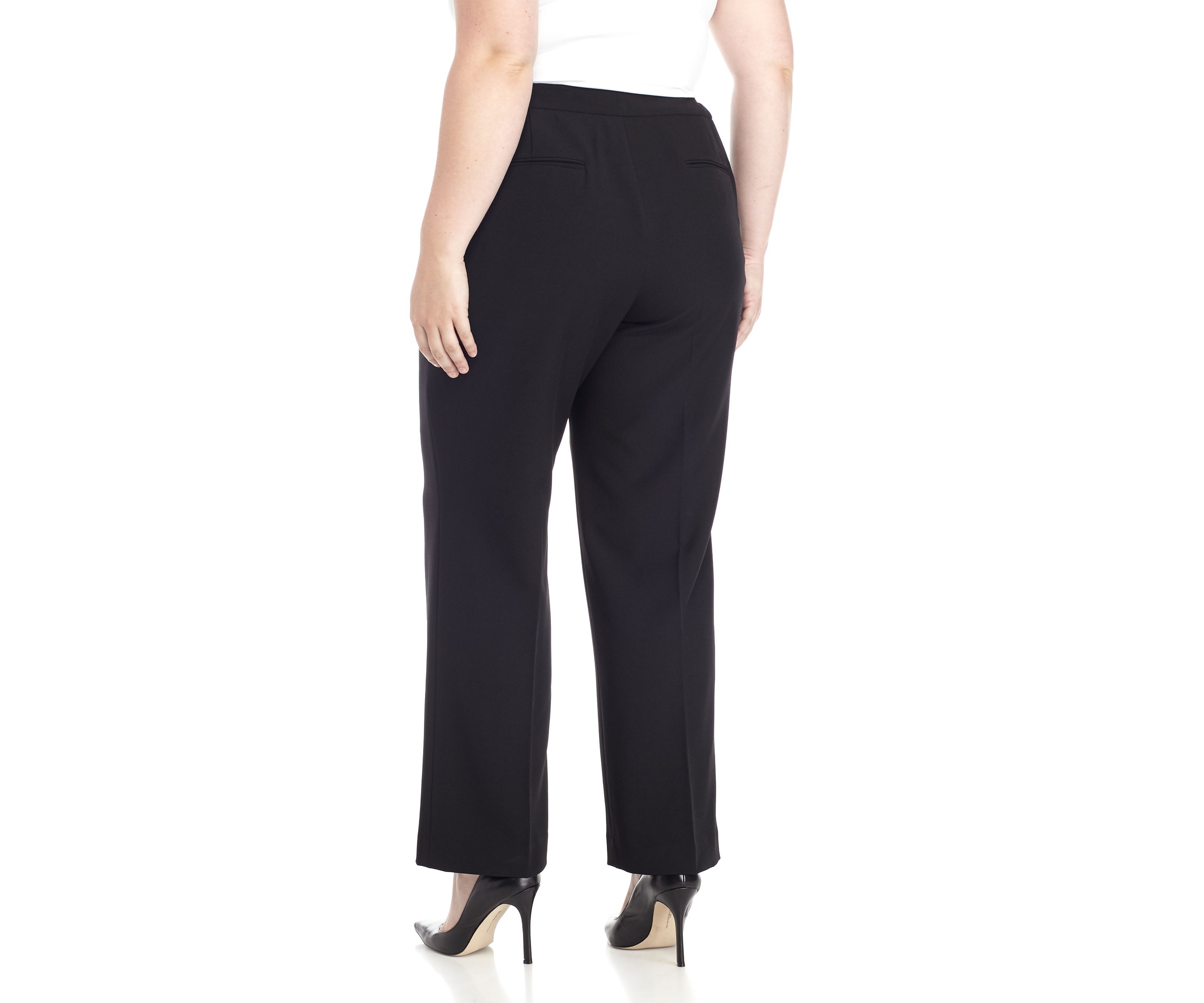 Plus Size Stretch Crepe Tab Front Trouser Pants