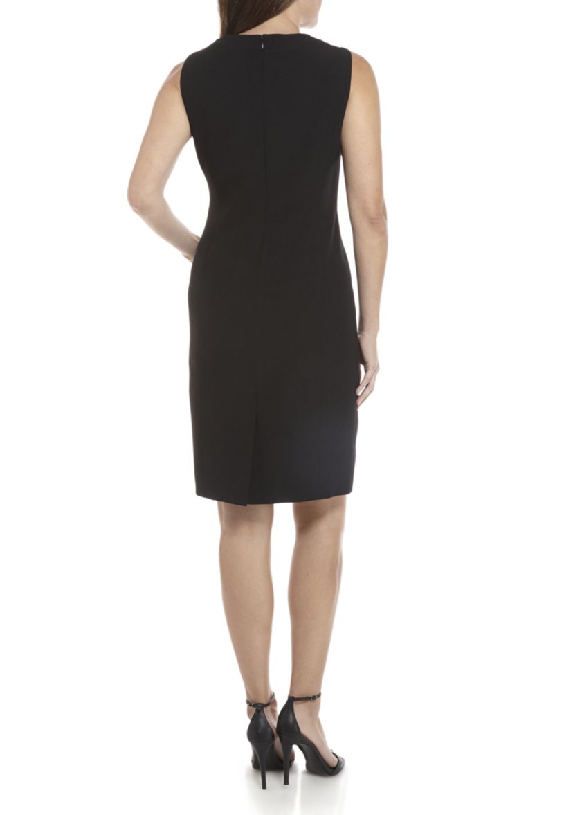 Womens Sleeveless Crepe Sheath Dress