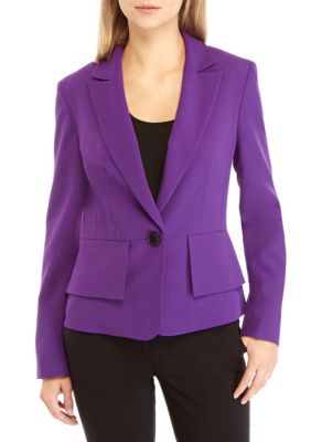 nine west one button lapel crepe jacke