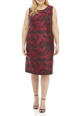 kasper plus size u neck foil print cam