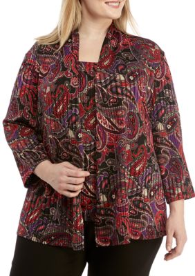 kasper paisley print knit cardiga