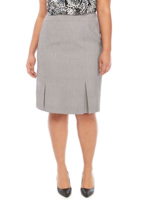 kasper plus size herringbone pleat skir