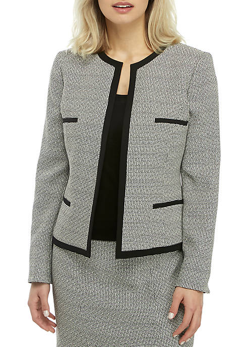 Kasper Checkered Tweed Open Front Jacket | belk