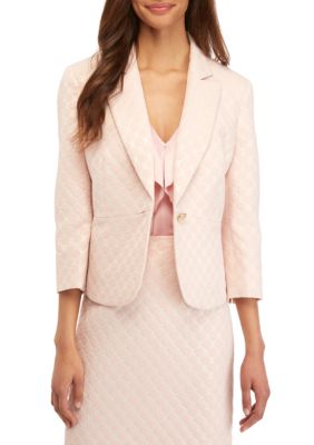 kasper petite one button lapel crepe jacke