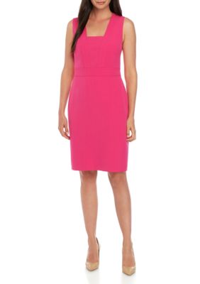 Kasper Petite Snap-front Sheath Dress In Pink