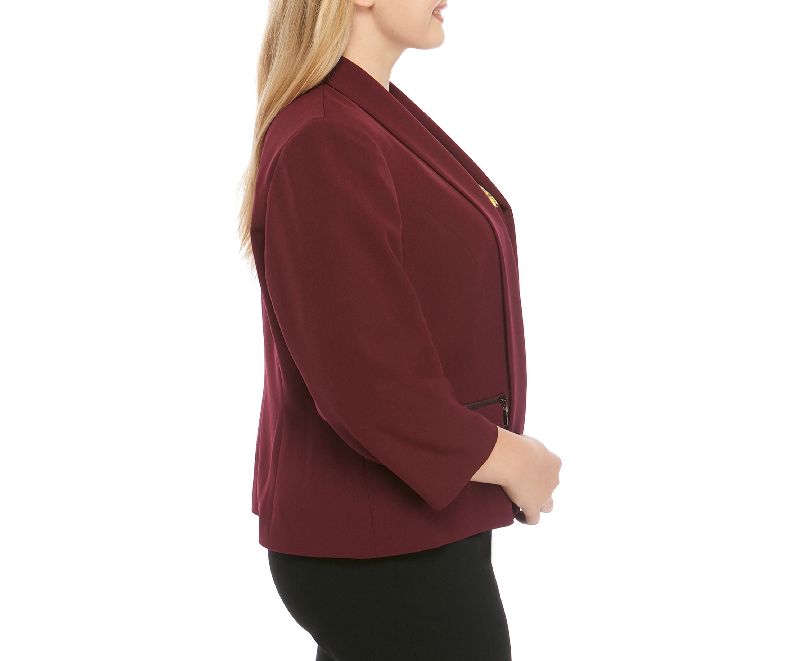 Plus Size Flyaway Jacket with Zipper Details