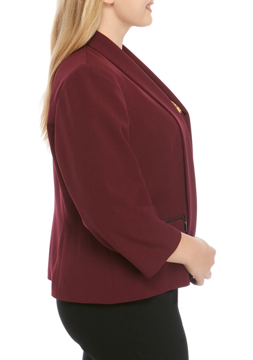 Plus Size Flyaway Jacket with Zipper Details