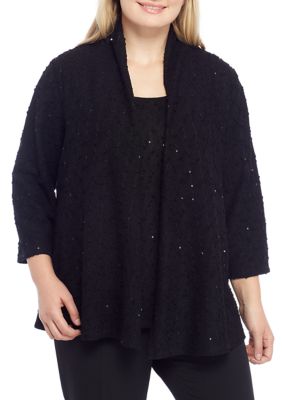 Kasper Plus Size Sequin Knit Cardigan | belk