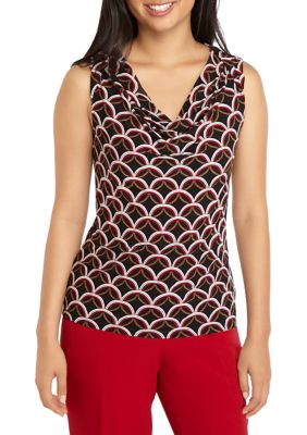 Kasper Women S Sleeveless Chain Print Drape Neck Top Belk