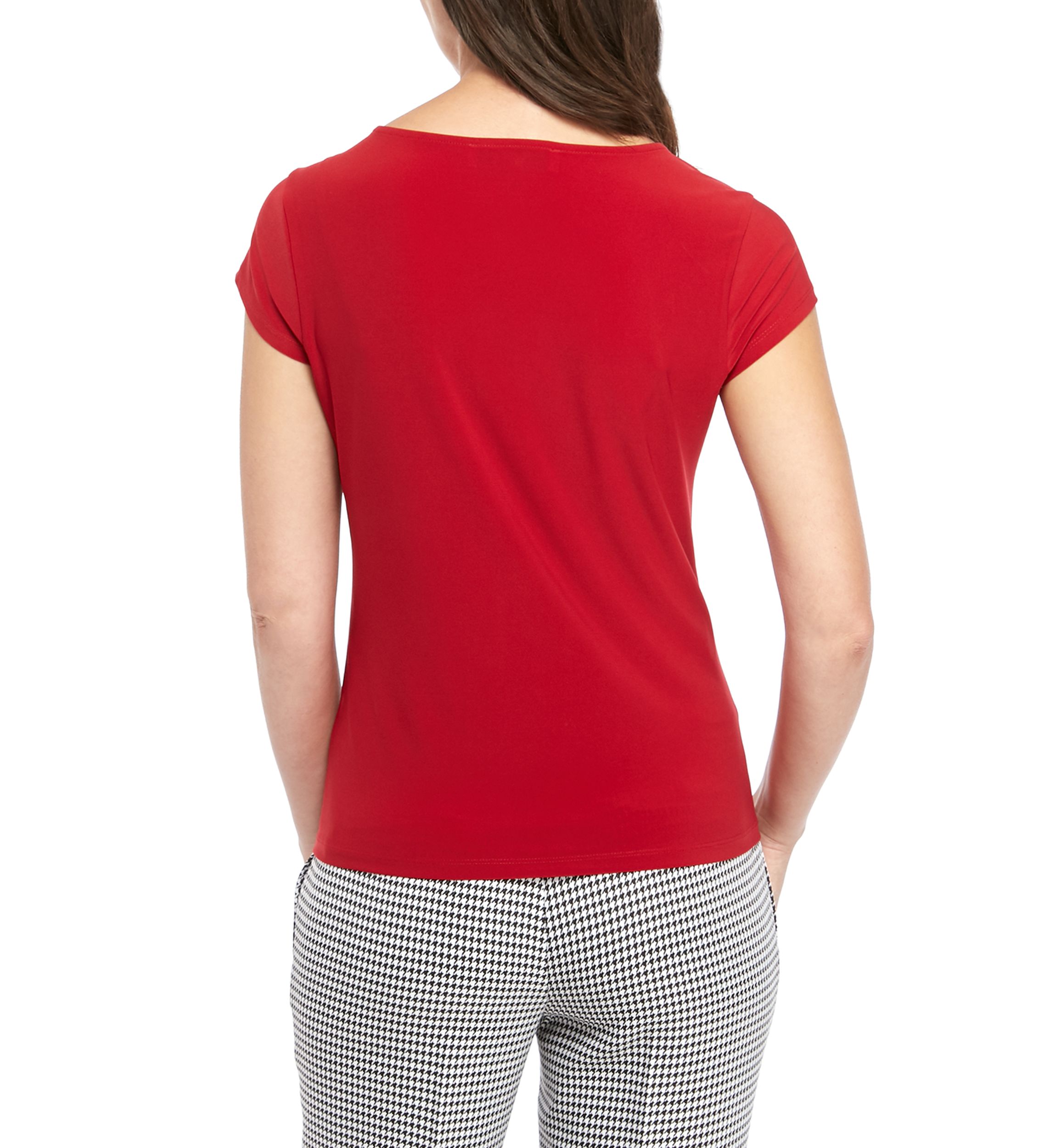 Womens Cowl Neck Cap Sleeve Knit Top