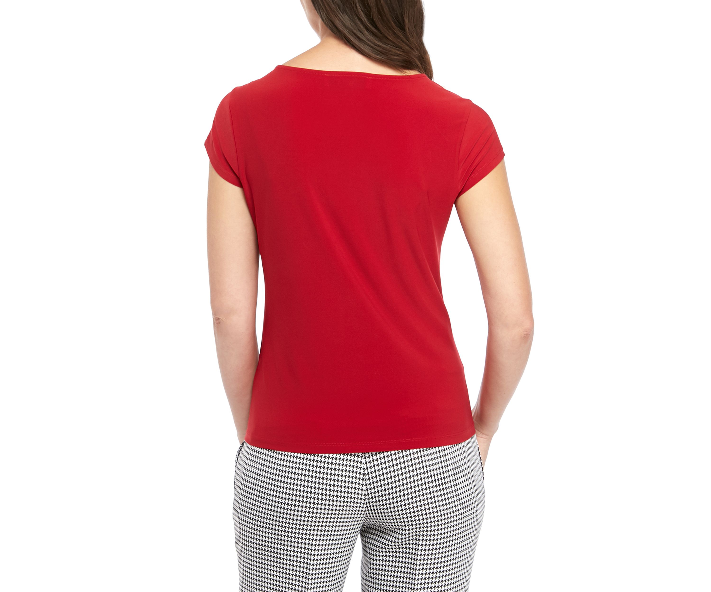Womens Cowl Neck Cap Sleeve Knit Top