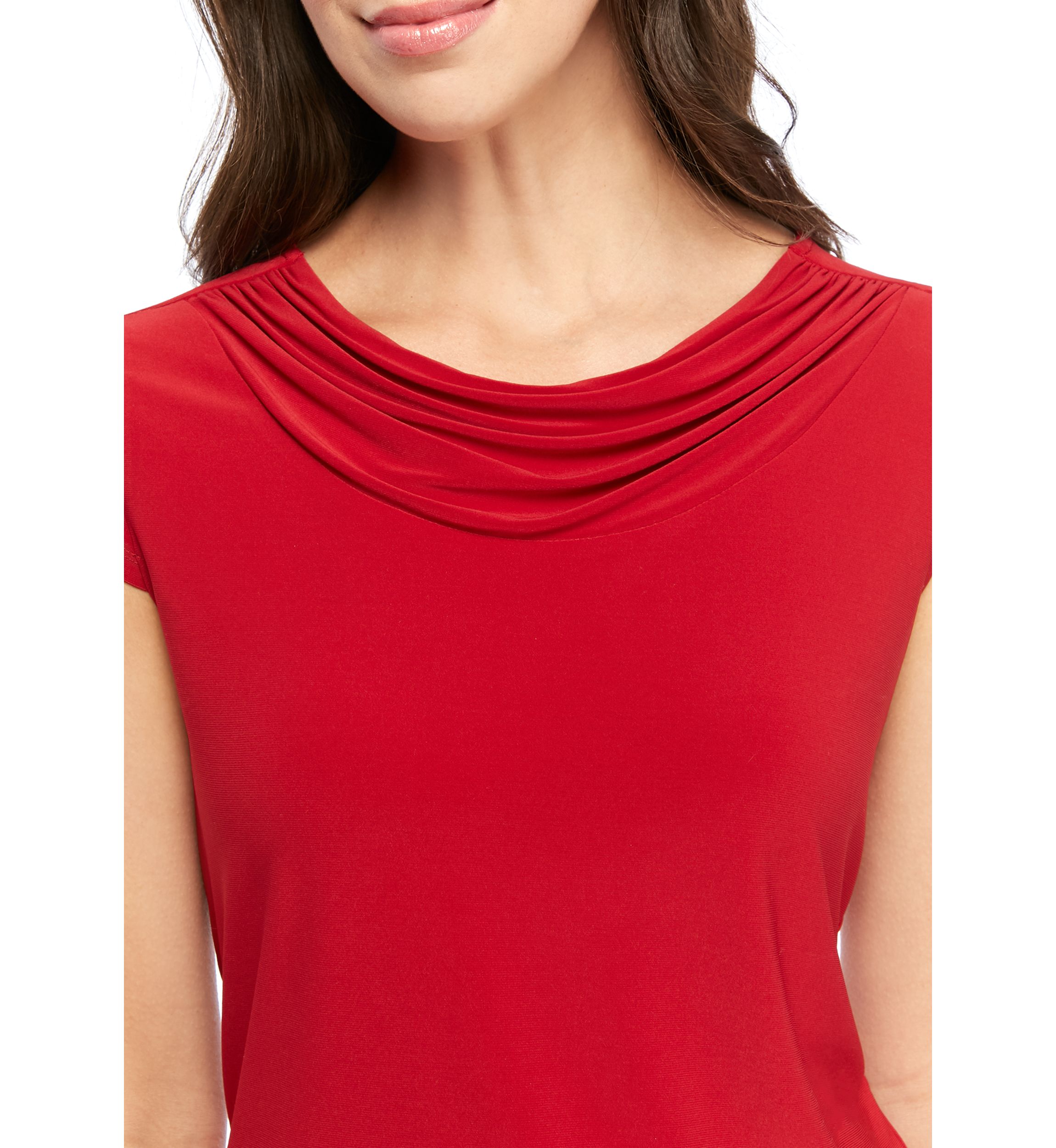 Womens Cowl Neck Cap Sleeve Knit Top
