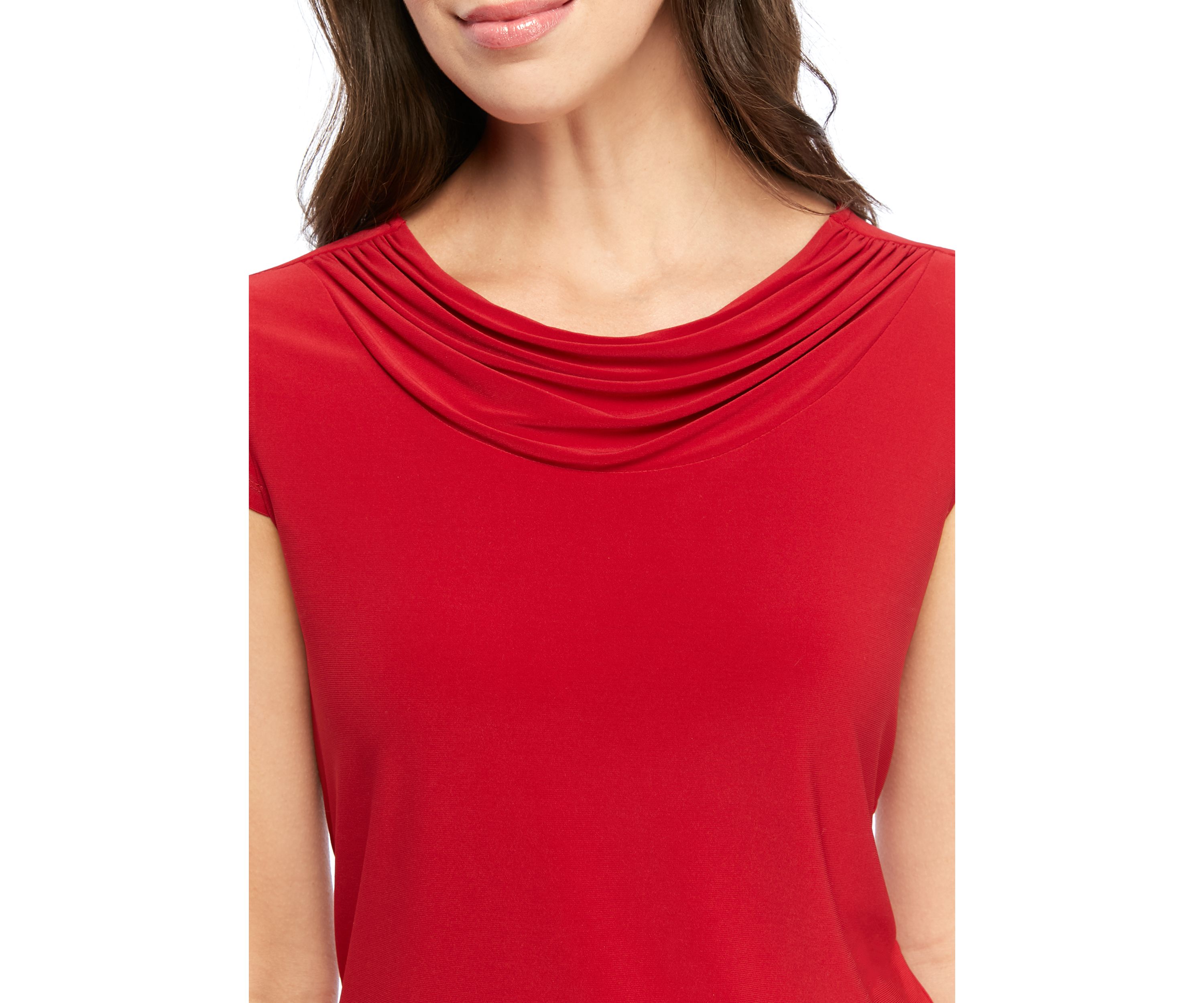 Womens Cowl Neck Cap Sleeve Knit Top
