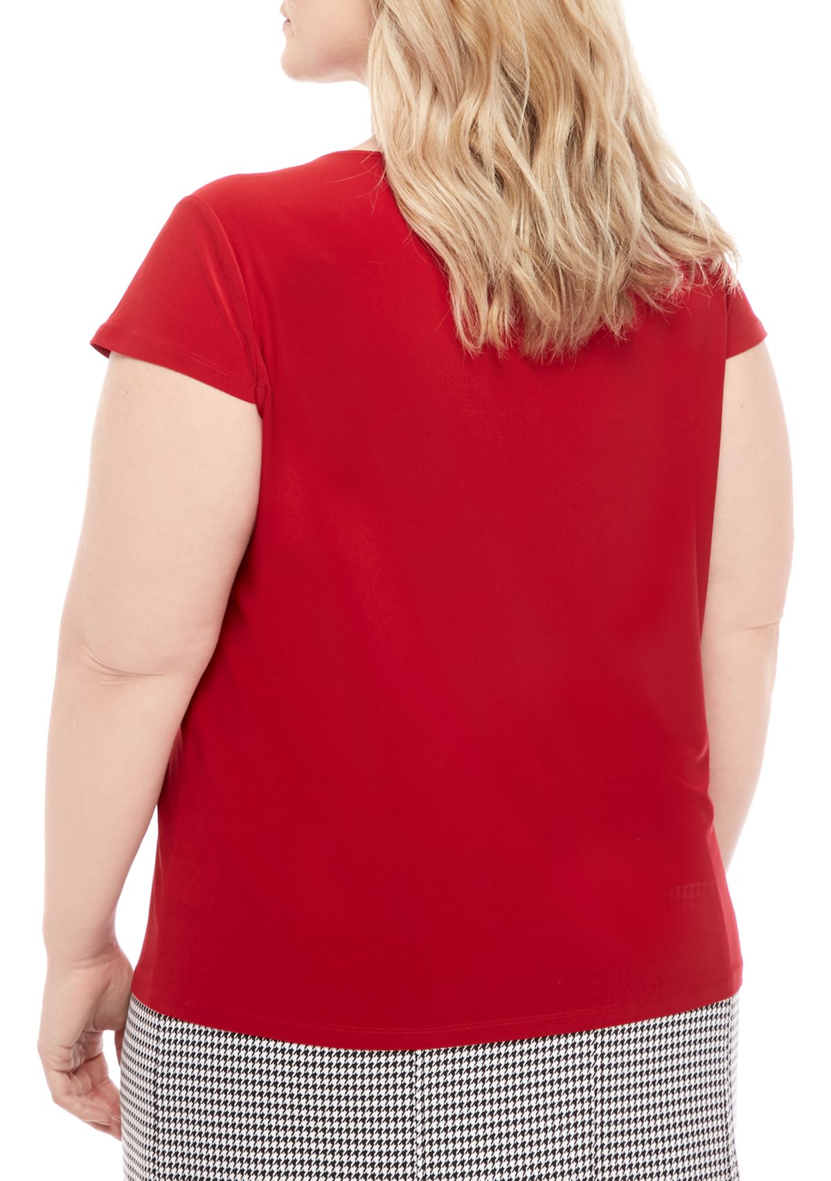 Plus Size Cowl Neck Cap Sleeve Knit Top