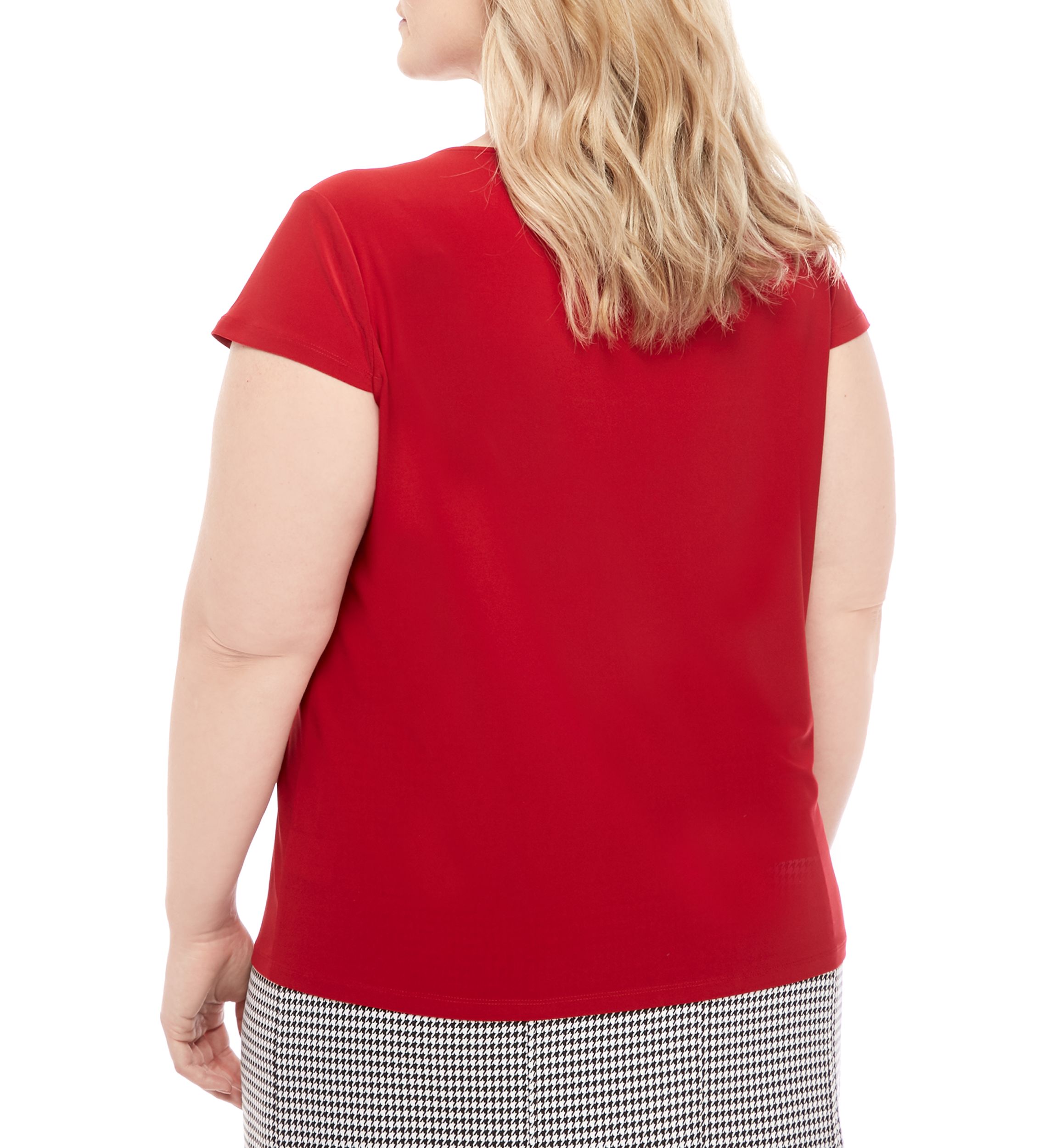 Plus Size Cowl Neck Cap Sleeve Knit Top