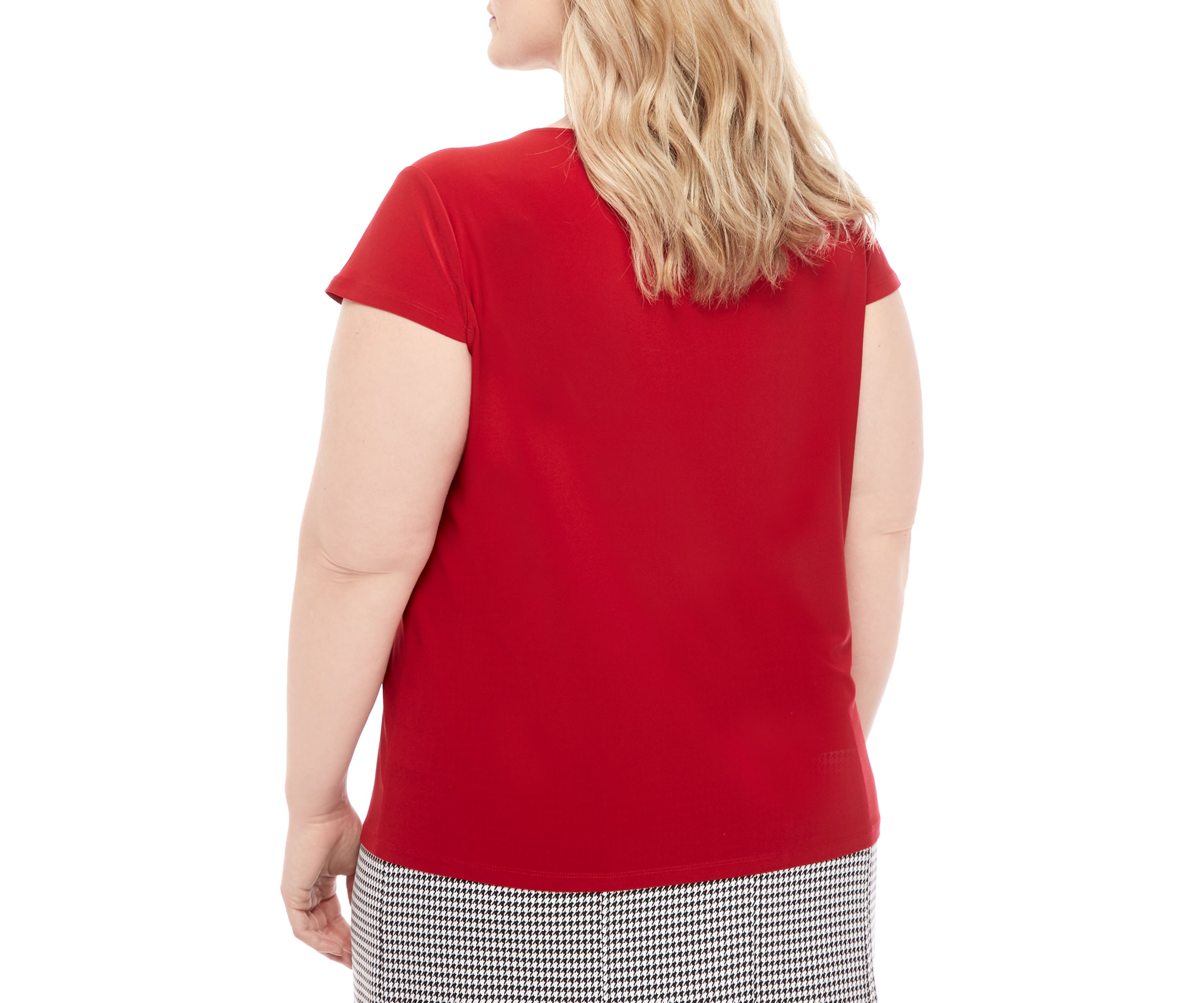 Plus Size Cowl Neck Cap Sleeve Knit Top