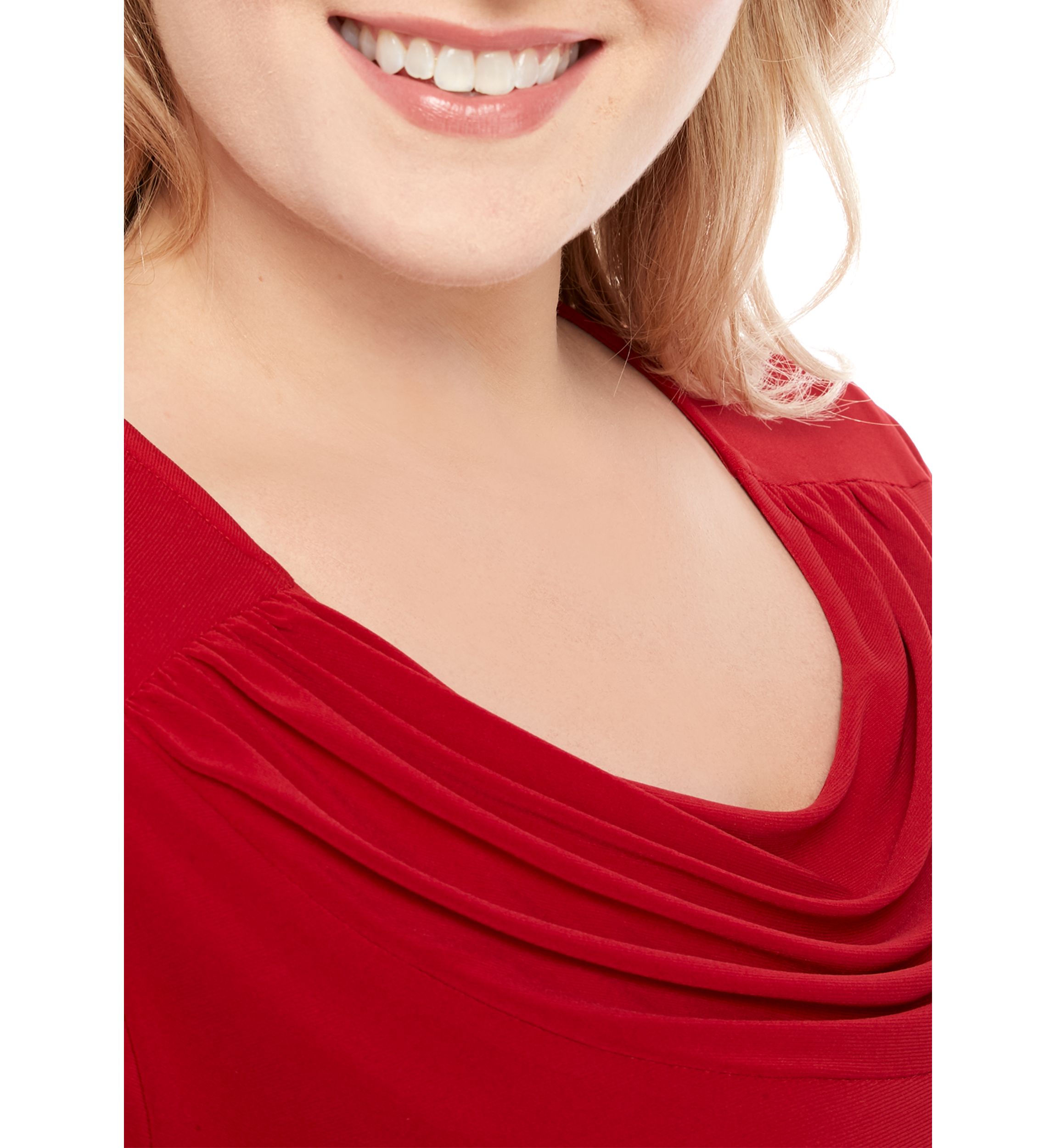 Plus Size Cowl Neck Cap Sleeve Knit Top