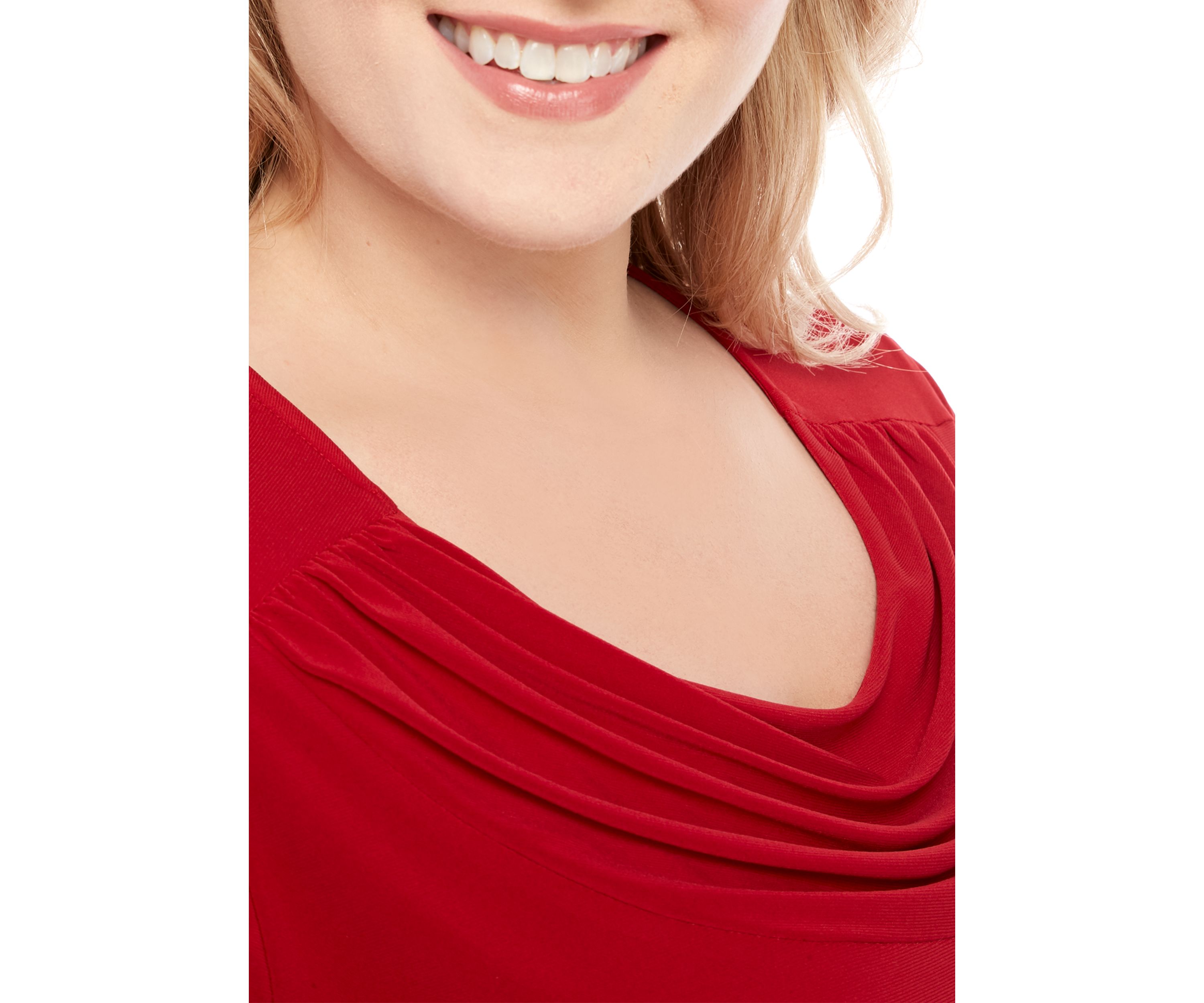 Plus Size Cowl Neck Cap Sleeve Knit Top