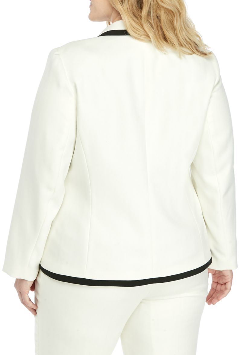 Plus Size 2 Button Notch Collar Jacket with Framing