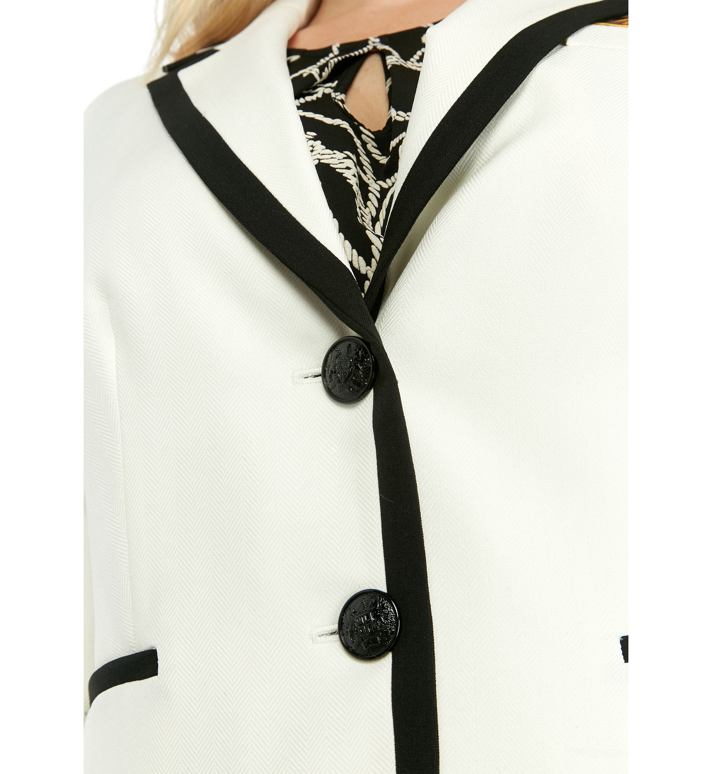 Plus Size 2 Button Notch Collar Jacket with Framing