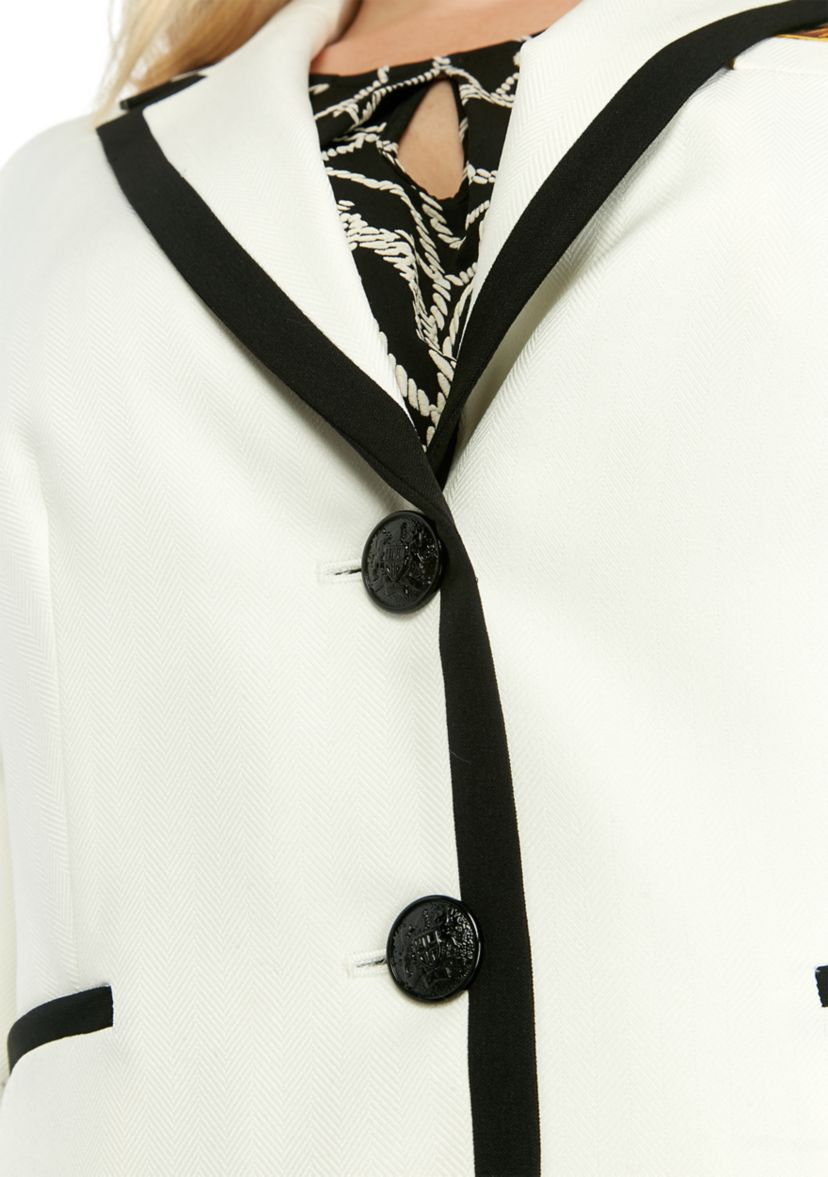 Plus Size 2 Button Notch Collar Jacket with Framing