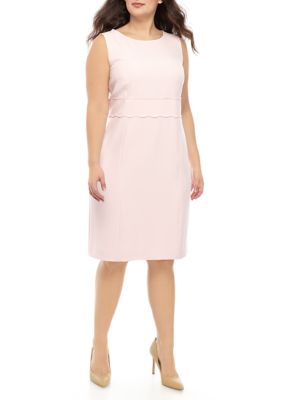 Kasper Plus Size Sheath Dress with Scallop Waist Detail belk