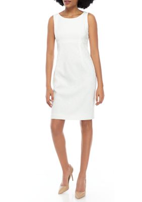 Kasper Women's Leaf-Print Sheath Dress White Size 14