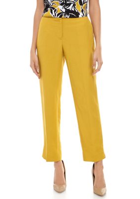 Kasper Petite Linen Front Zip Pants 